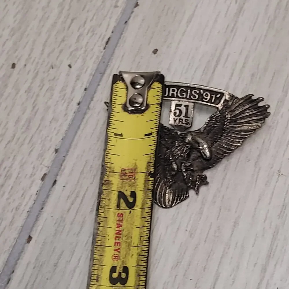 Vtg Sturgis '91 Eagle Pin Gold 51 Years Hat Tie Lapel Jacket Motorcycle Rally